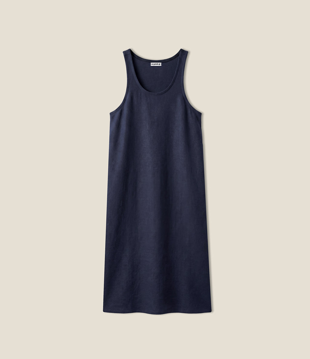 Virgin Wool Deep U-Neck Midi Dress